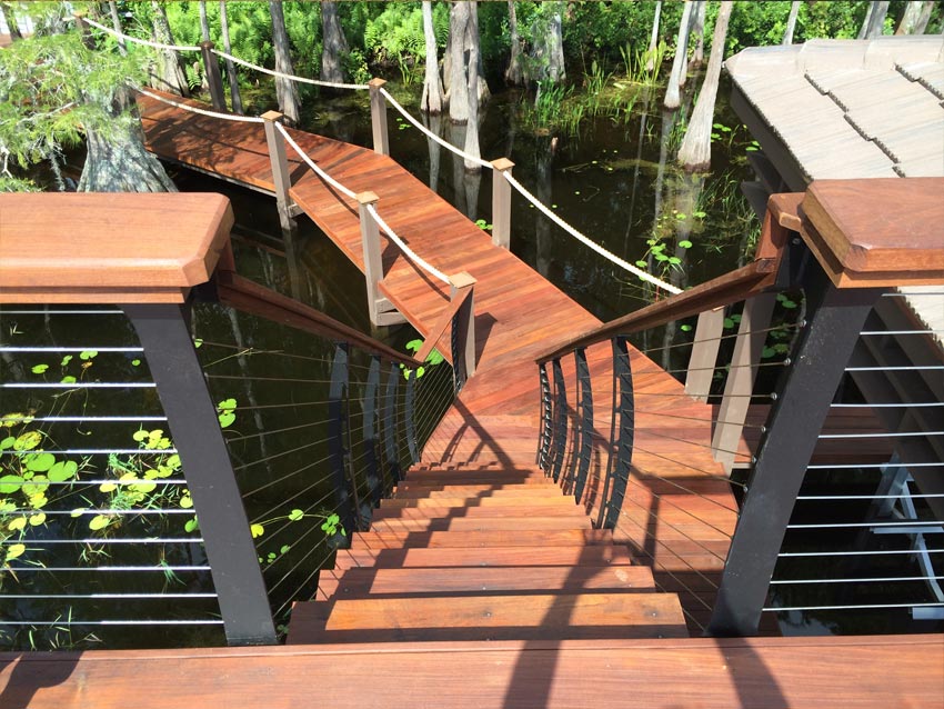 River deck & staircase built from Ipe and coated with Ipe Oil<sup>®</sup> for protection and enhancement