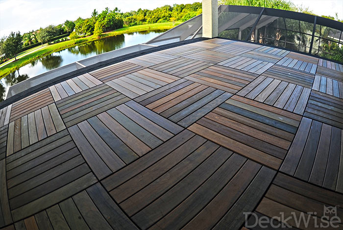 Ipe WiseTile® hardwood deck tile rooftop patio finished with Ipe Oil<sup>®</sup>
